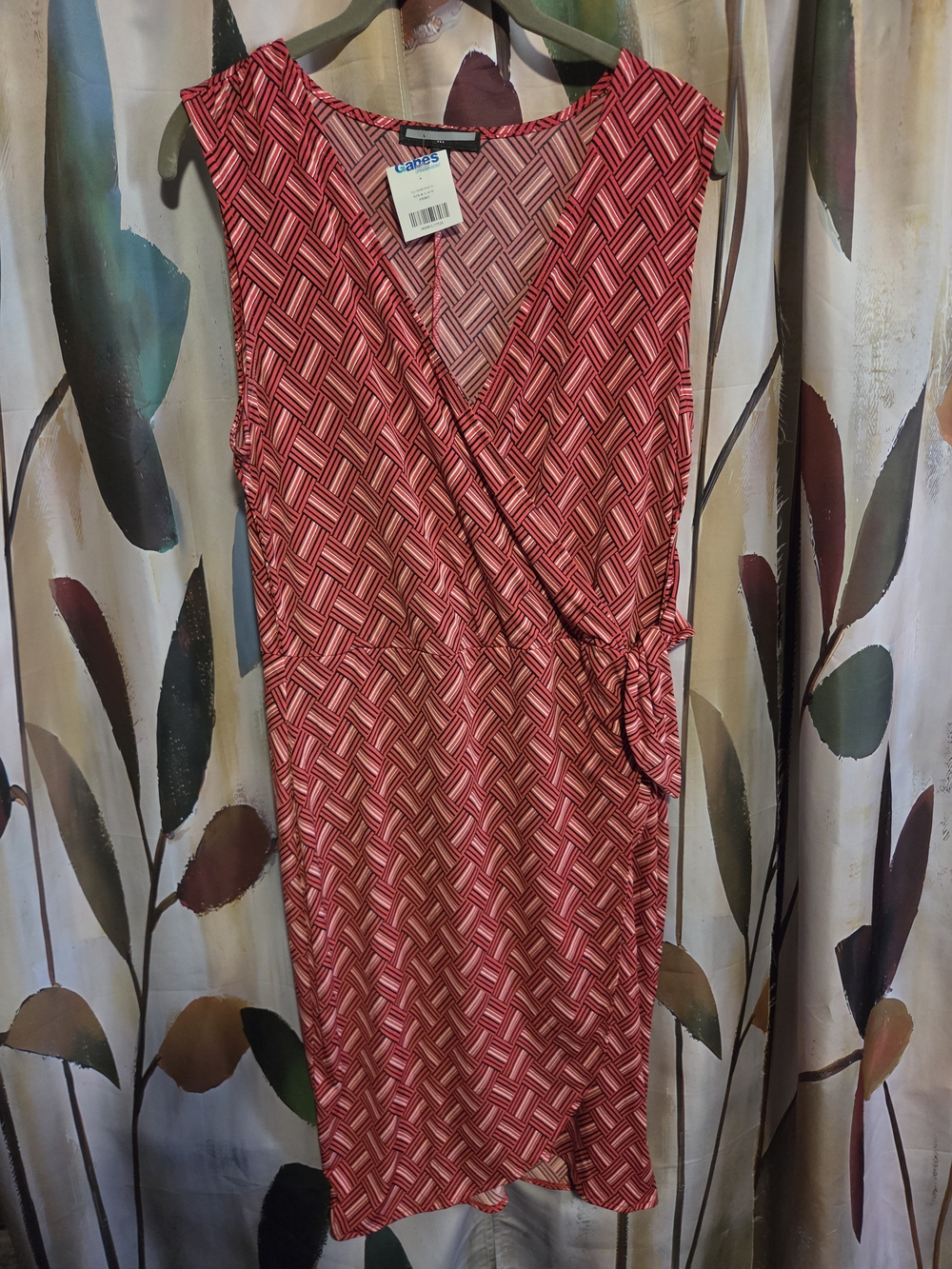 Banana Republic Red Geometric Wrap-Style Midi Dress